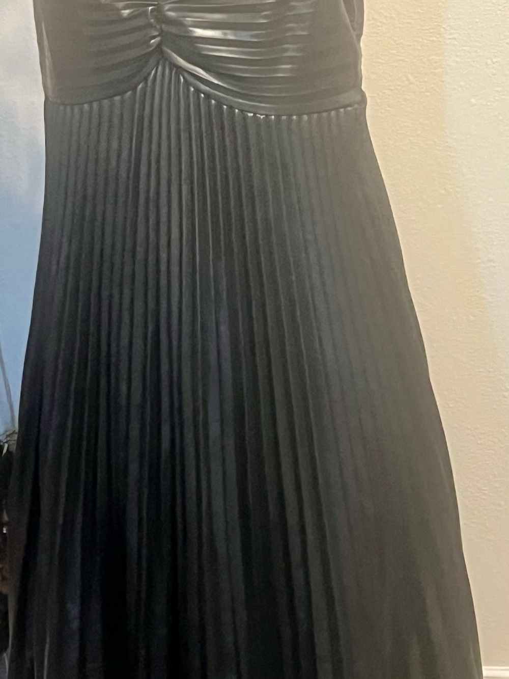 sofia by sofia vergara Black Pleated Faux-Leather A-Line Skirt